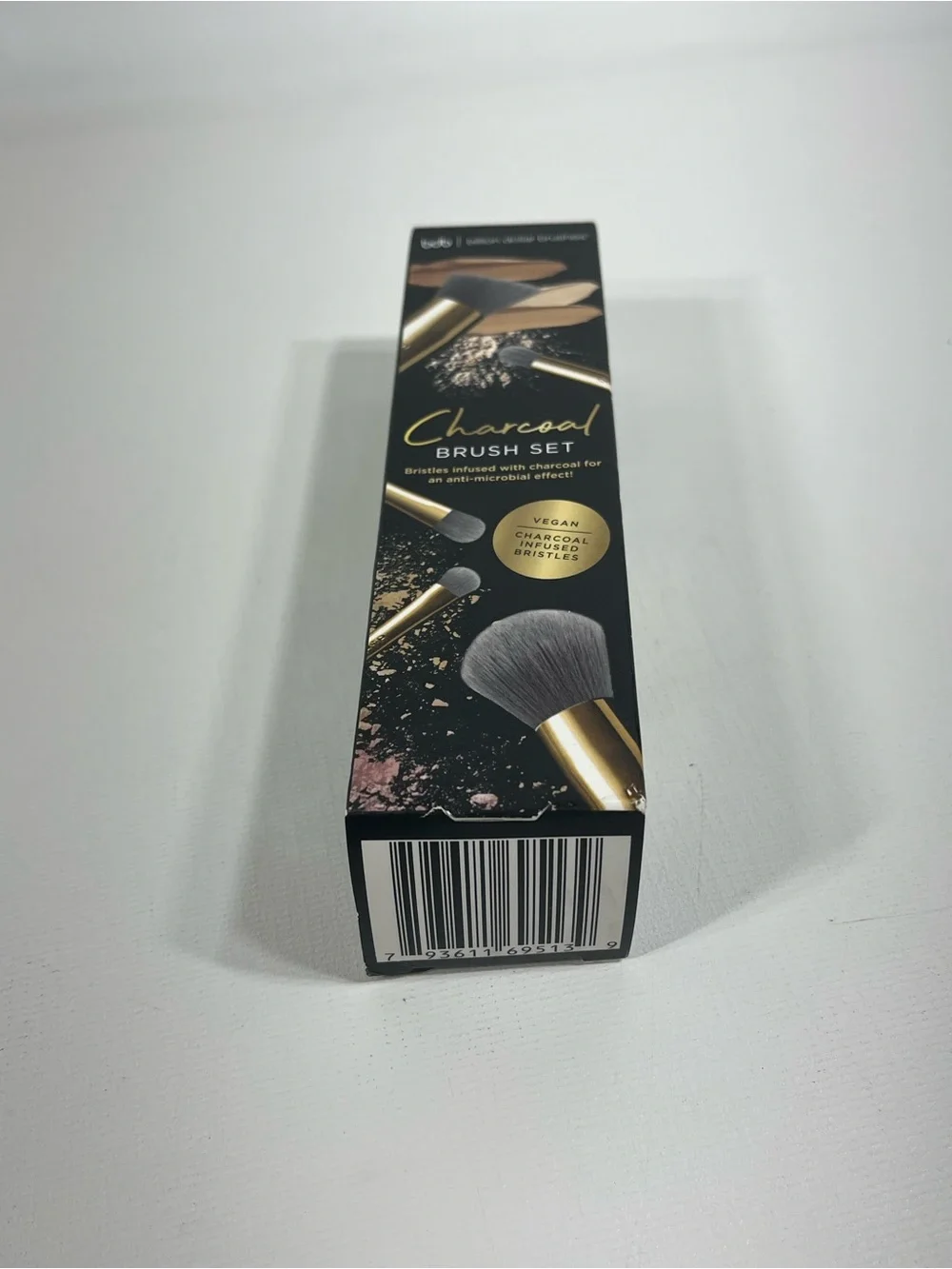 bdb Charcoal Brush Set Black and Gold Vegan Makeup Brushes